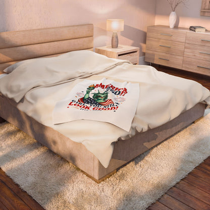 America 250 Velveteen Plush Blanket | "Girl, You Still Look Good!" Patriotic Statue of Liberty Throw (1776–2026)
