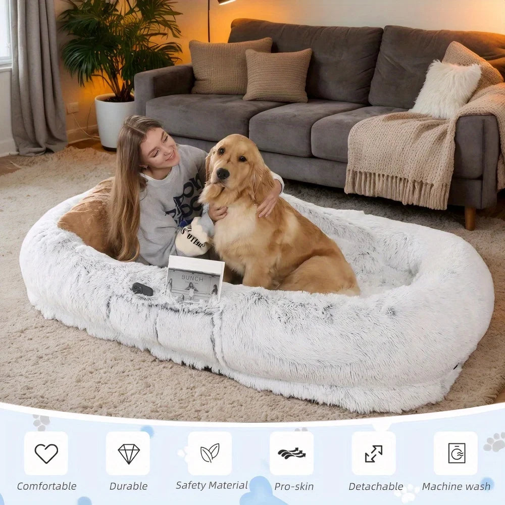 Washable Faux Fur Human Dog Bed