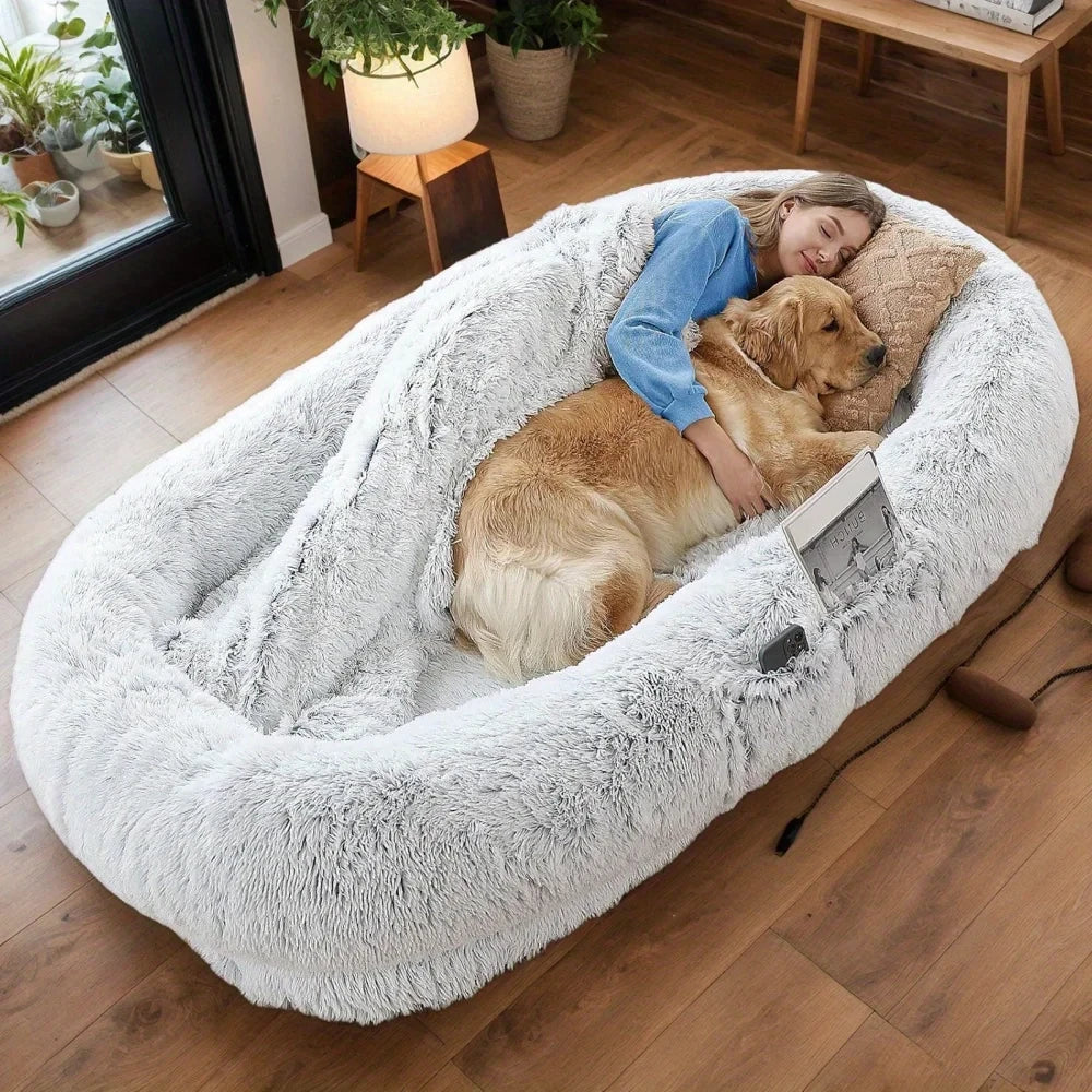 Washable Faux Fur Human Dog Bed