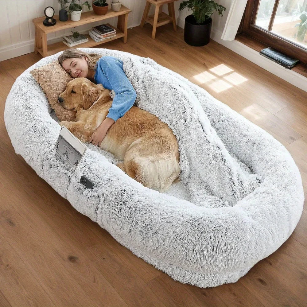 Washable Faux Fur Human Dog Bed