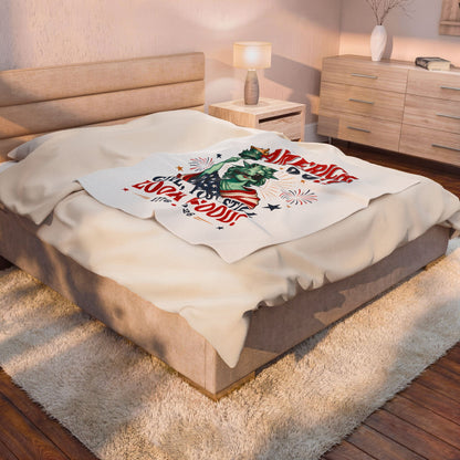America 250 Velveteen Plush Blanket | "Girl, You Still Look Good!" Patriotic Statue of Liberty Throw (1776–2026)