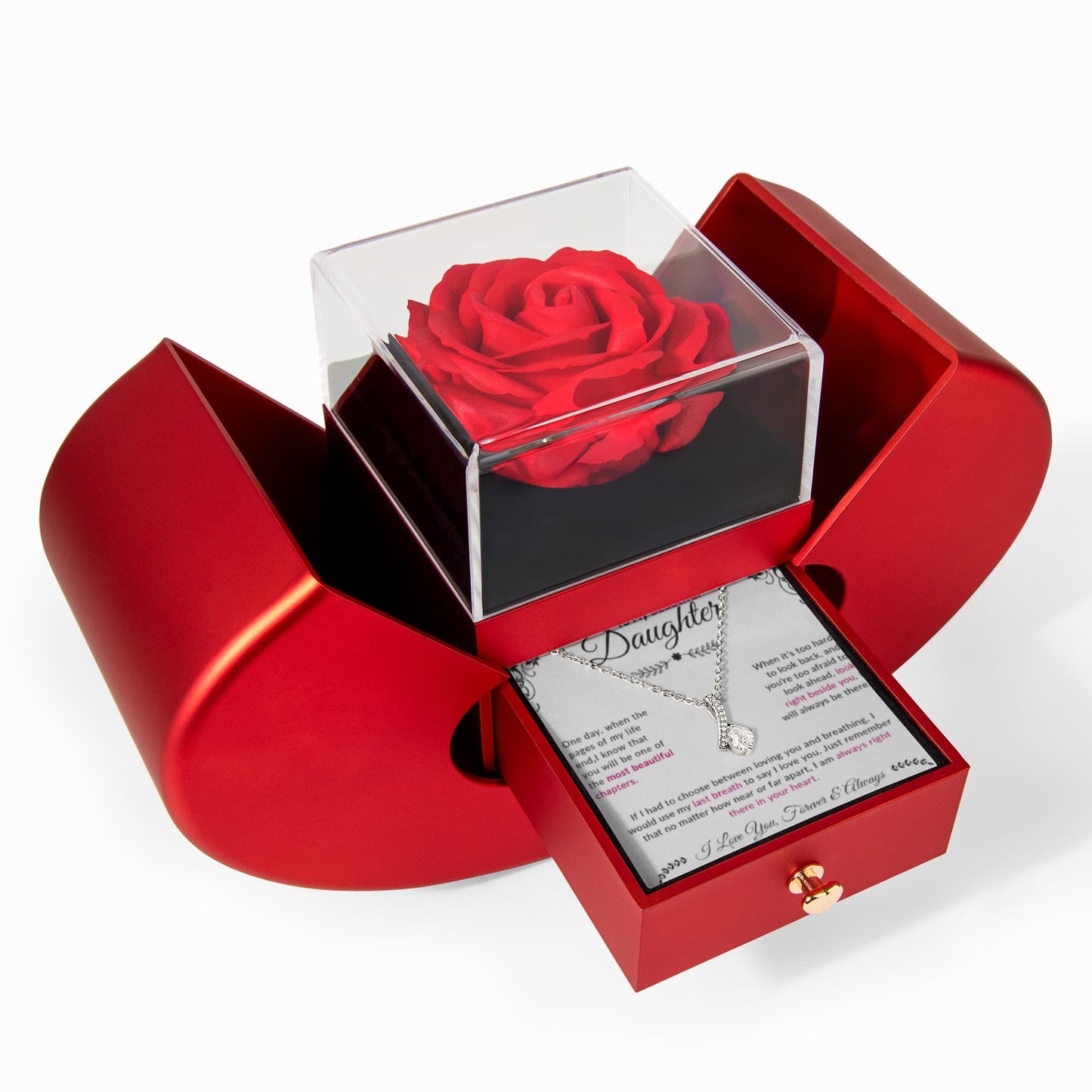 To My Beautiful Daughter|Alluring Beauty Necklace Luxury Rose Box