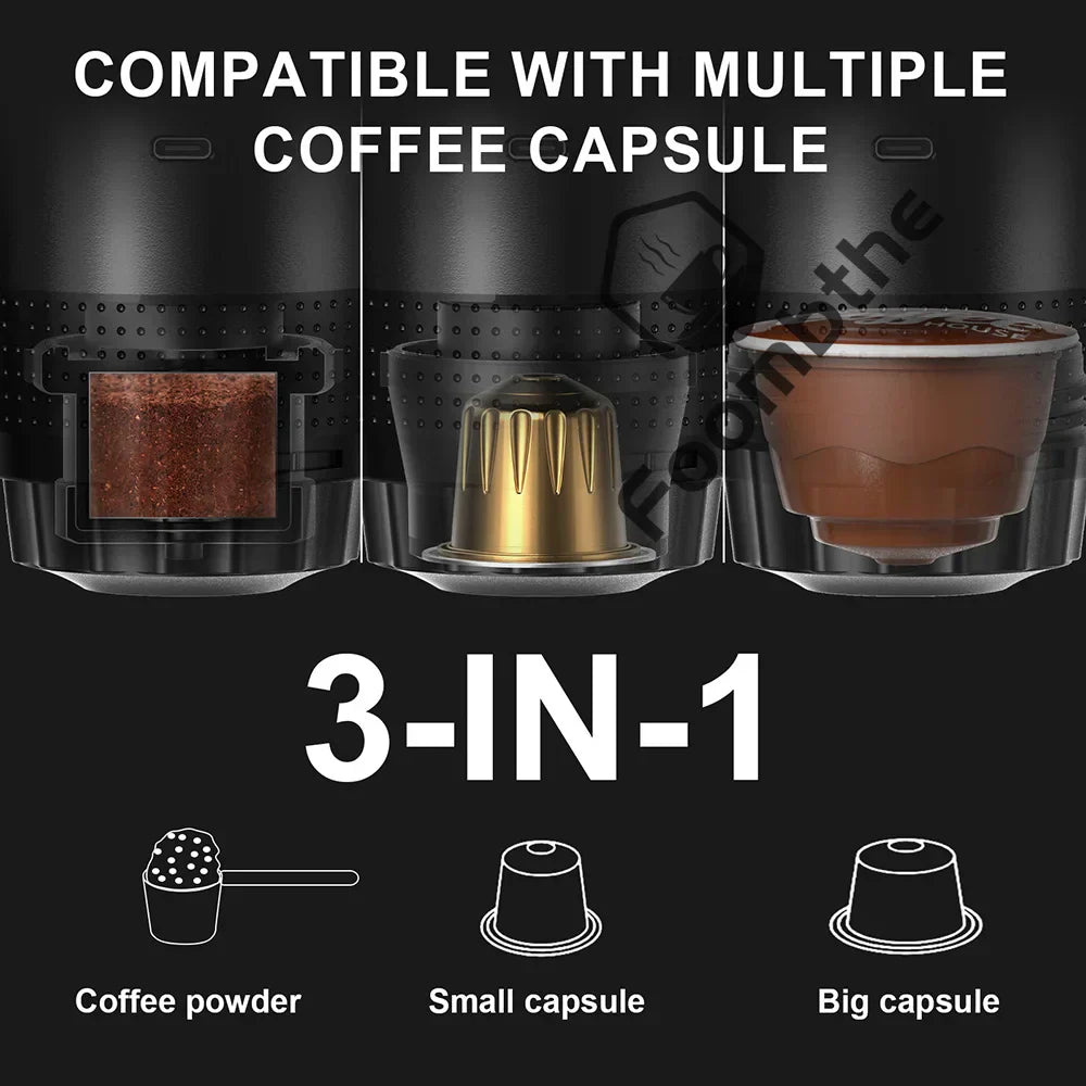 Portable Espresso Machine | 3-in-1 Wireless Travel Coffee Maker