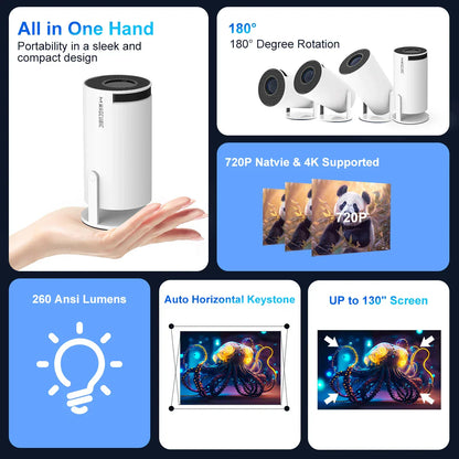 HY300 Pro 4K Android Projector | WiFi6, 260ANSI, Bluetooth 5.0