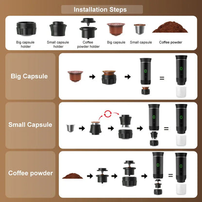 Portable Espresso Machine | 3-in-1 Wireless Travel Coffee Maker