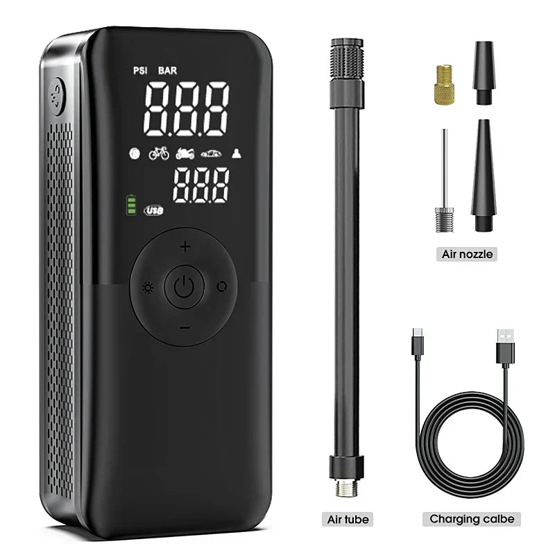 Rechargeable Tire Inflator | Digital Cordless Air Pump for Cars & Bikes