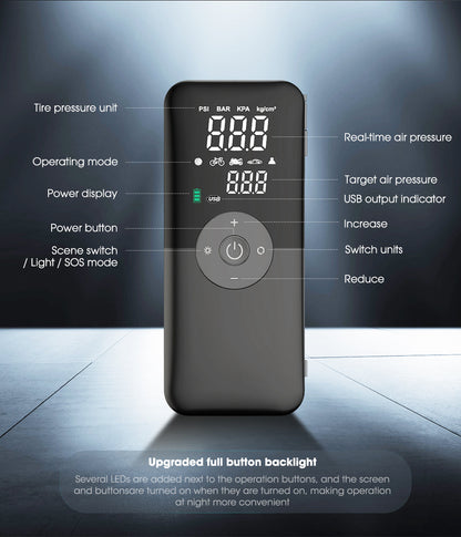 Rechargeable Tire Inflator | Digital Cordless Air Pump for Cars & Bikes