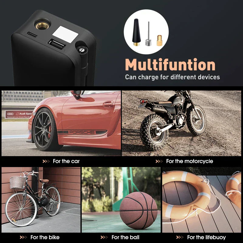 Rechargeable Tire Inflator | Digital Cordless Air Pump for Cars & Bikes