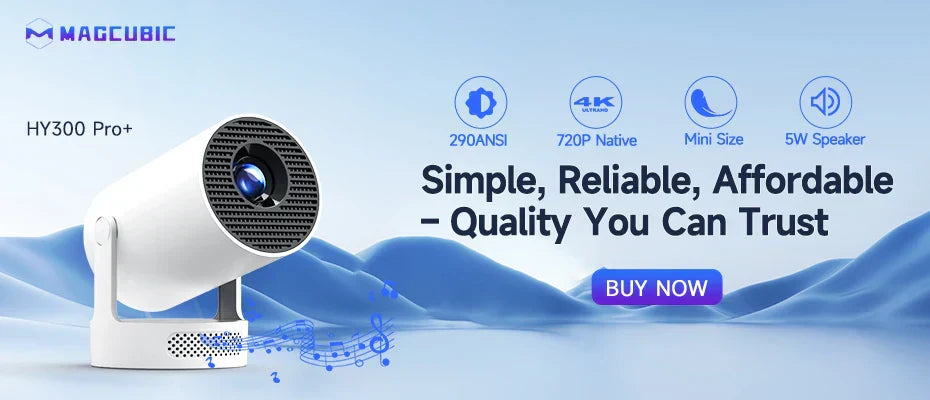 HY300 Pro 4K Android Projector | WiFi6, 260ANSI, Bluetooth 5.0