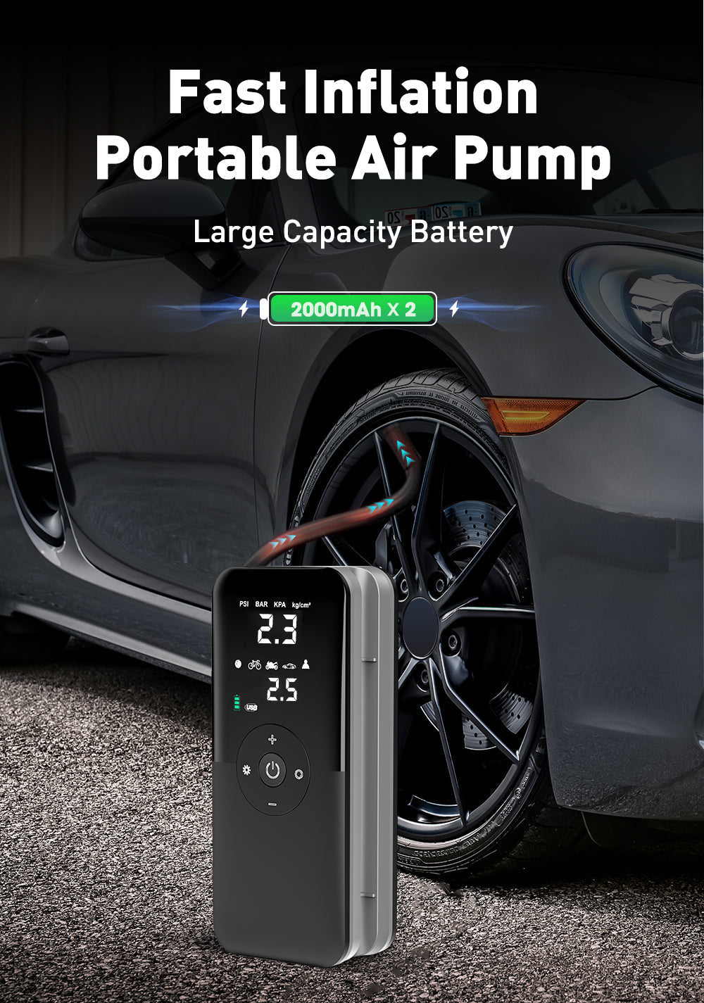 Rechargeable Tire Inflator | Digital Cordless Air Pump for Cars & Bikes