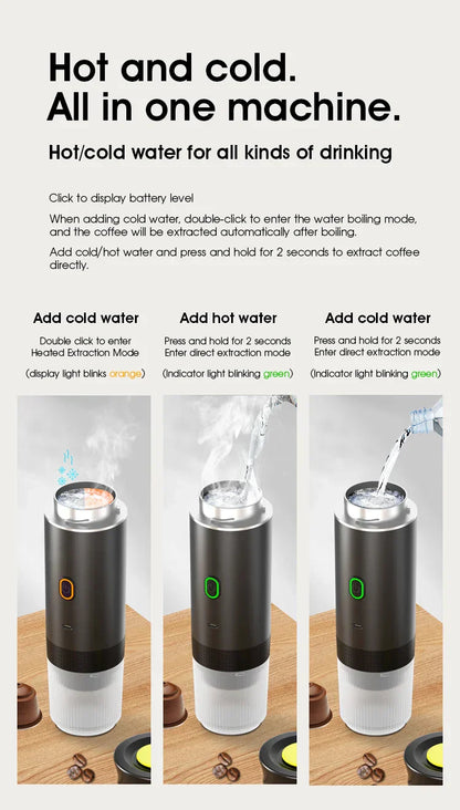 Portable Espresso Machine | 3-in-1 Wireless Travel Coffee Maker