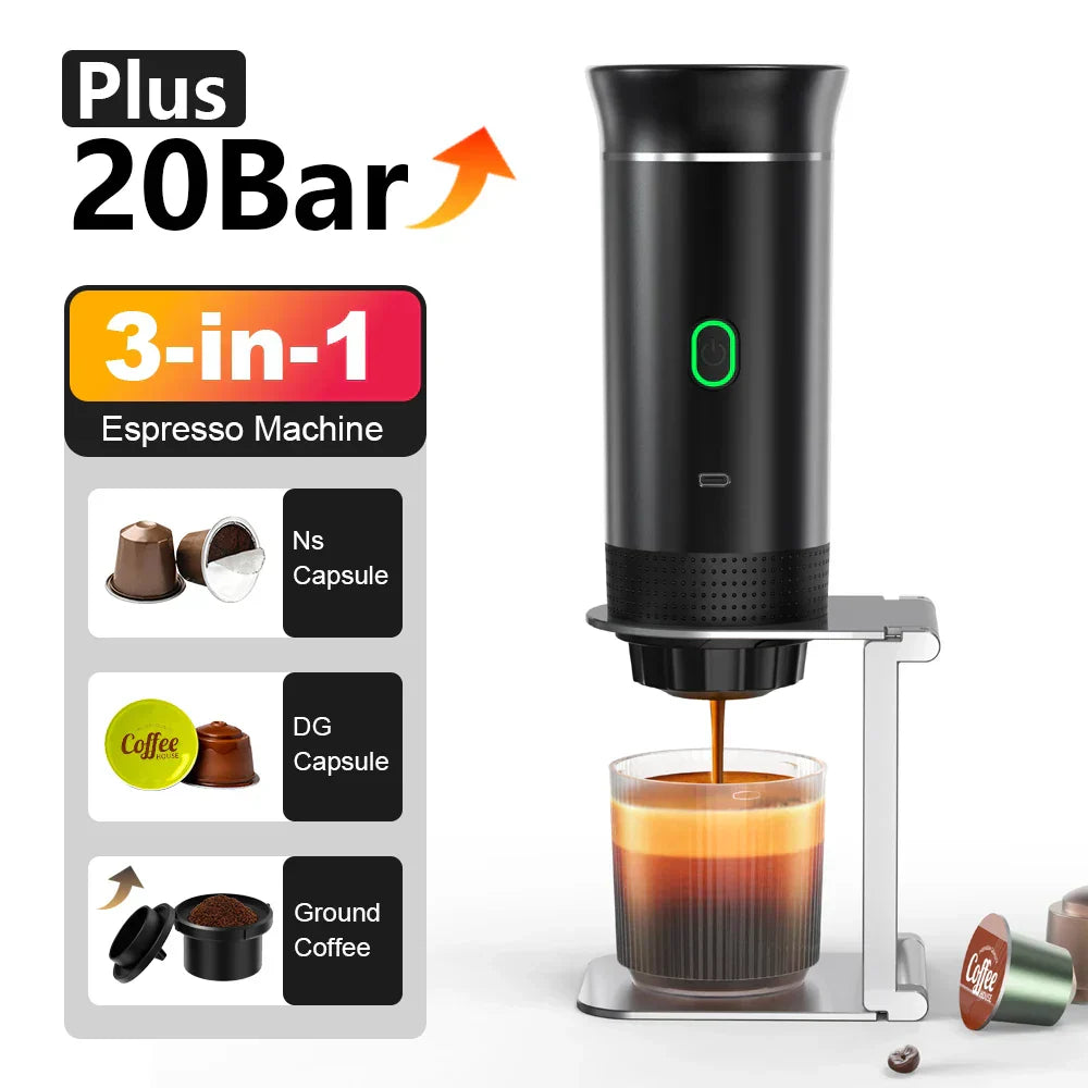 Portable Espresso Machine | 3-in-1 Wireless Travel Coffee Maker