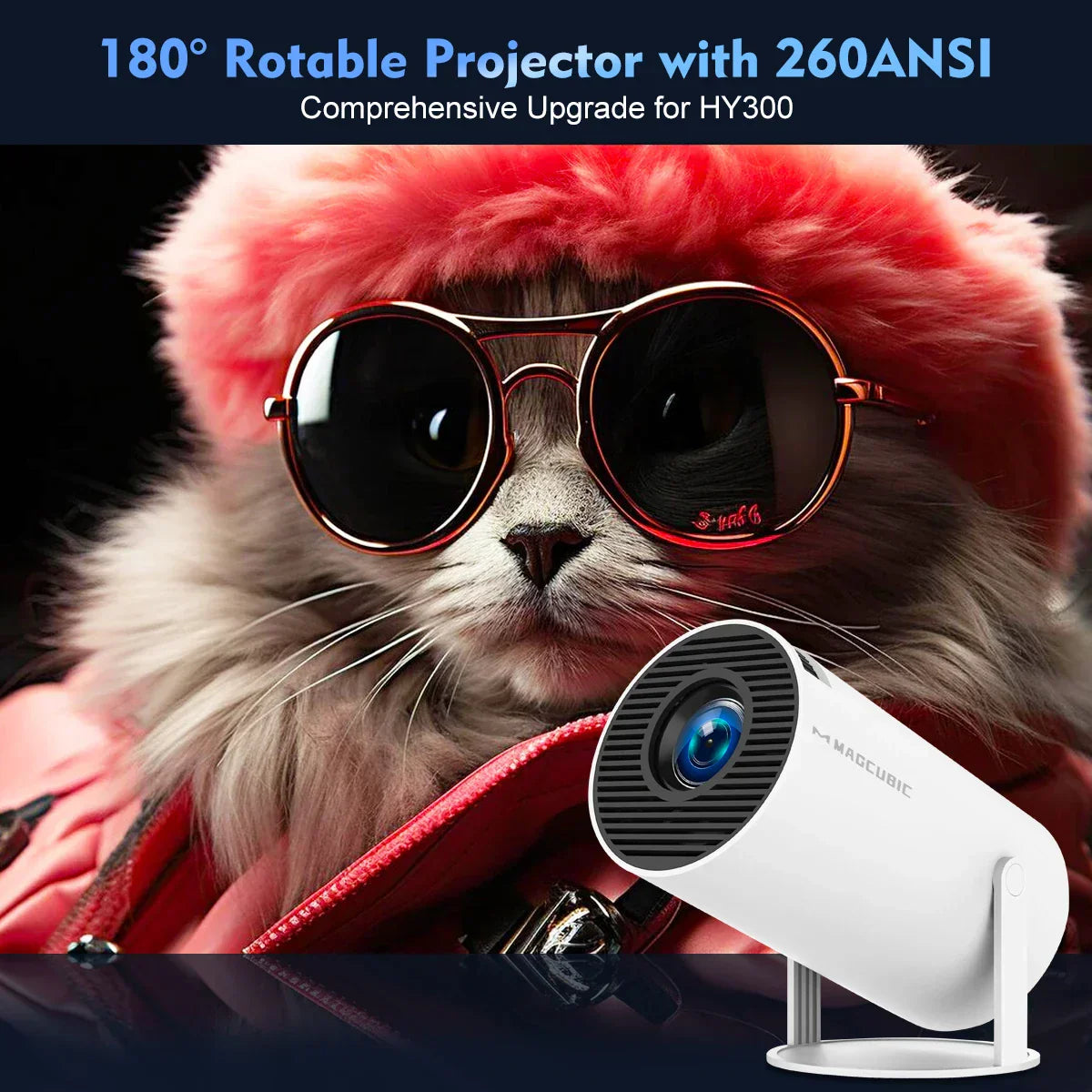 HY300 Pro 4K Android Projector | WiFi6, 260ANSI, Bluetooth 5.0