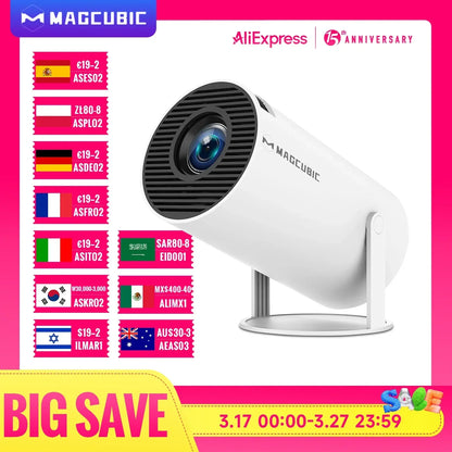 HY300 Pro 4K Android Projector | WiFi6, 260ANSI, Bluetooth 5.0