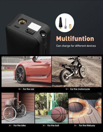 Rechargeable Tire Inflator | Digital Cordless Air Pump for Cars & Bikes