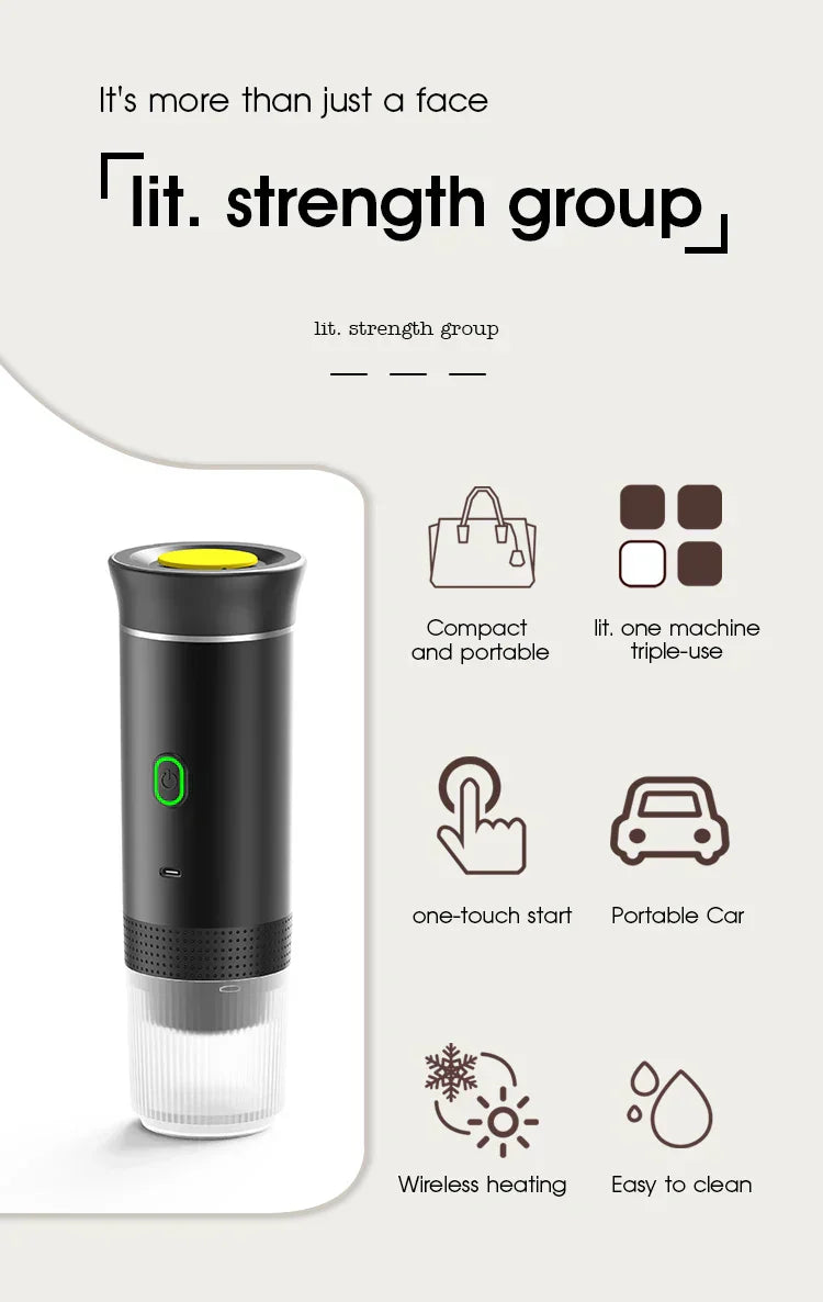 Portable Espresso Machine | 3-in-1 Wireless Travel Coffee Maker