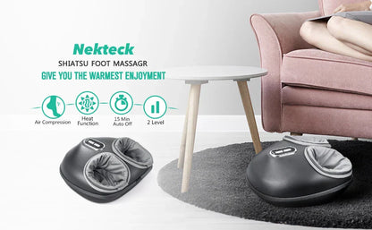 Shiatsu Foot Massager with Heat | Deep-Knead Air Compression Relief