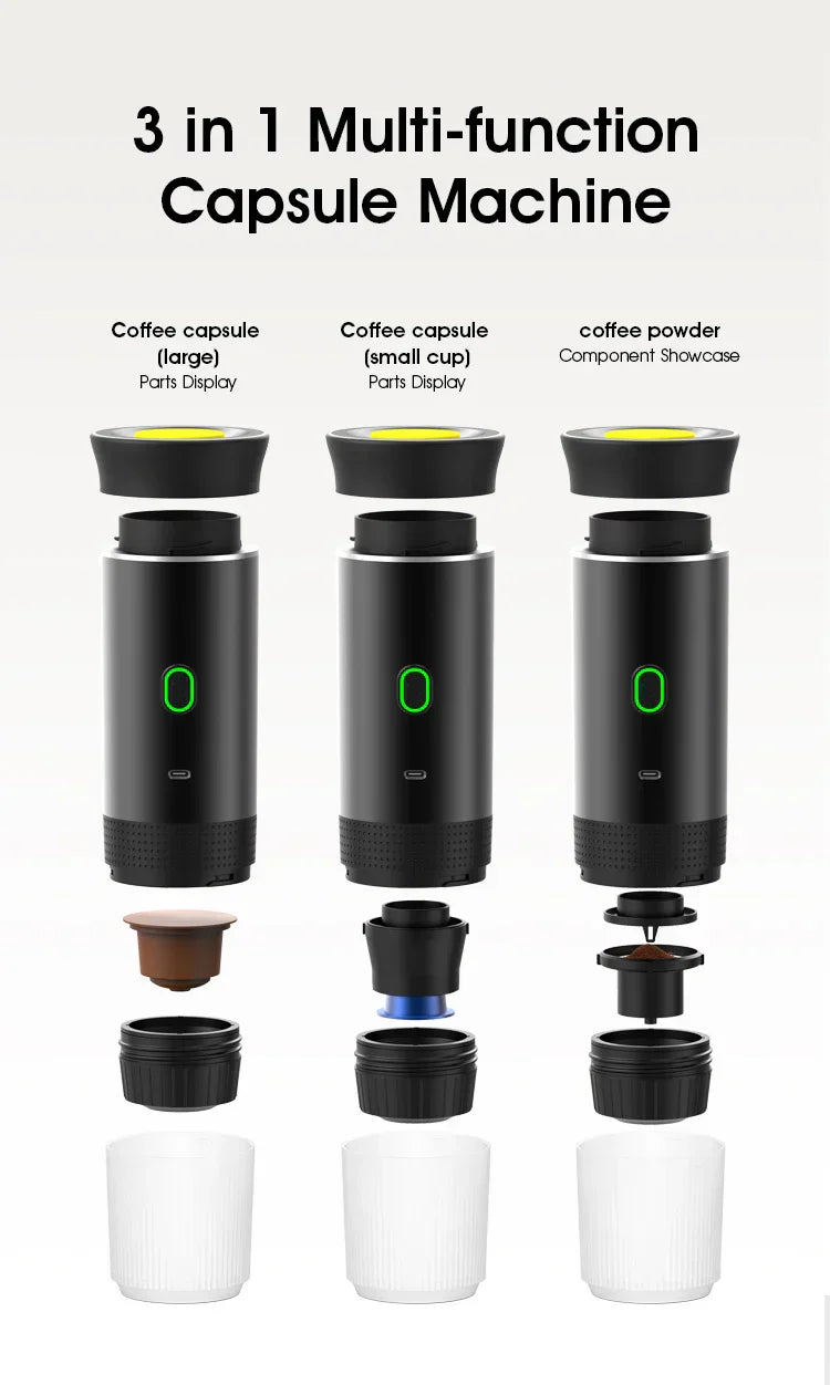 Portable Espresso Machine | 3-in-1 Wireless Travel Coffee Maker