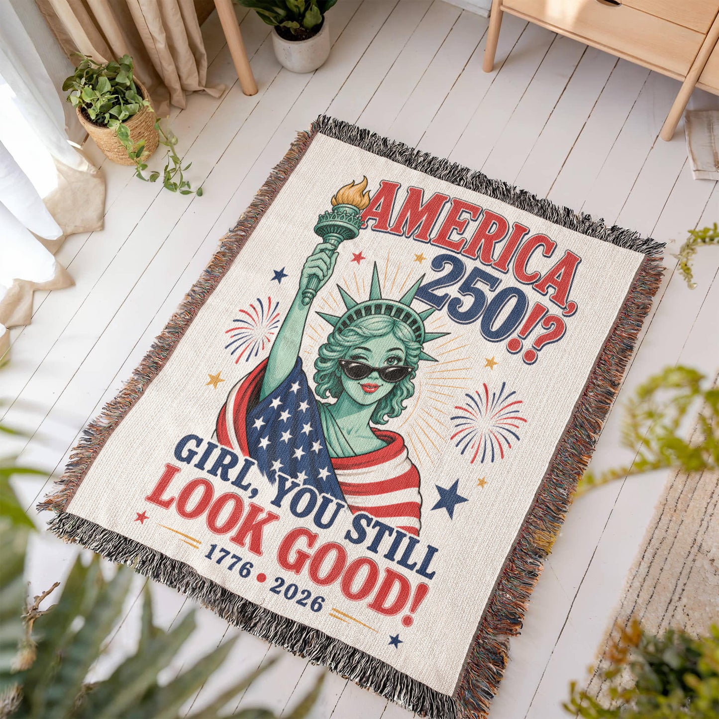 America 250 | Lady Liberty Woven Patriotic Throw