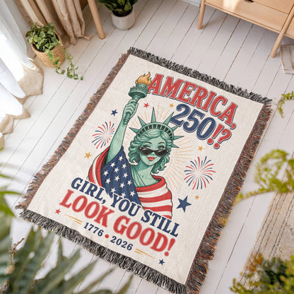 America 250 | Lady Liberty Woven Patriotic Throw