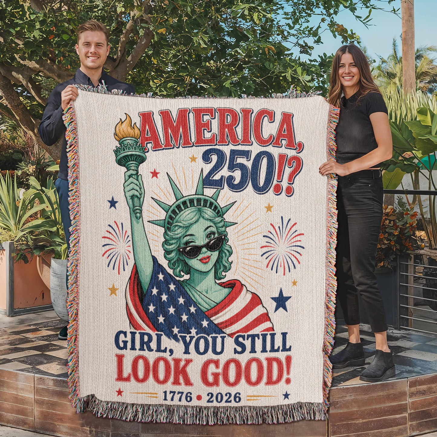 America 250 | Lady Liberty Woven Patriotic Throw