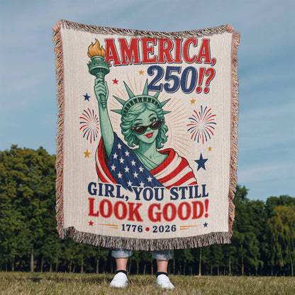 America 250 | Lady Liberty Woven Patriotic Throw
