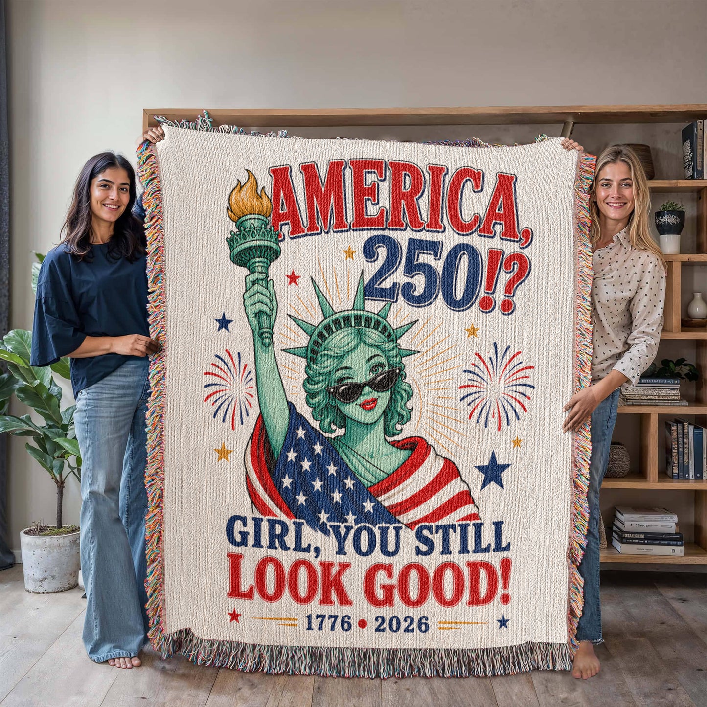 America 250 | Lady Liberty Woven Patriotic Throw