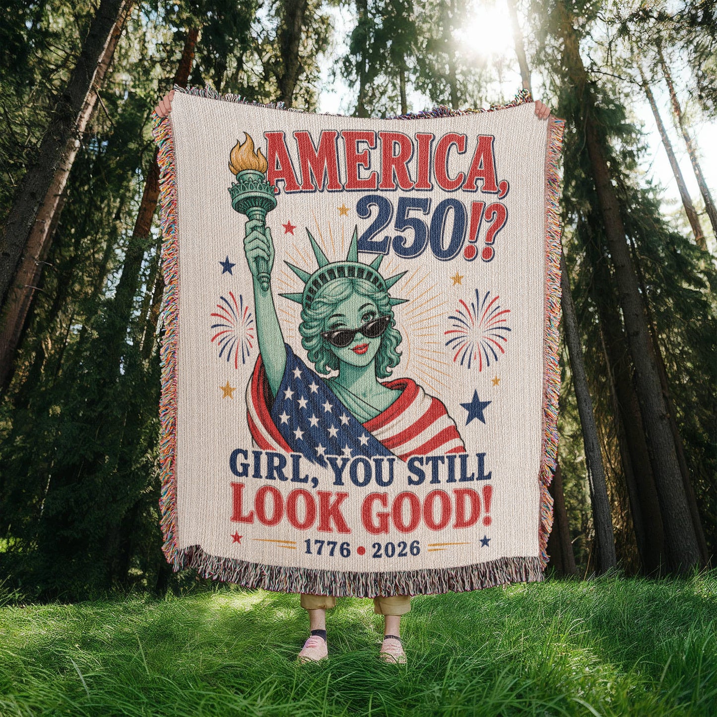 America 250 | Lady Liberty Woven Patriotic Throw