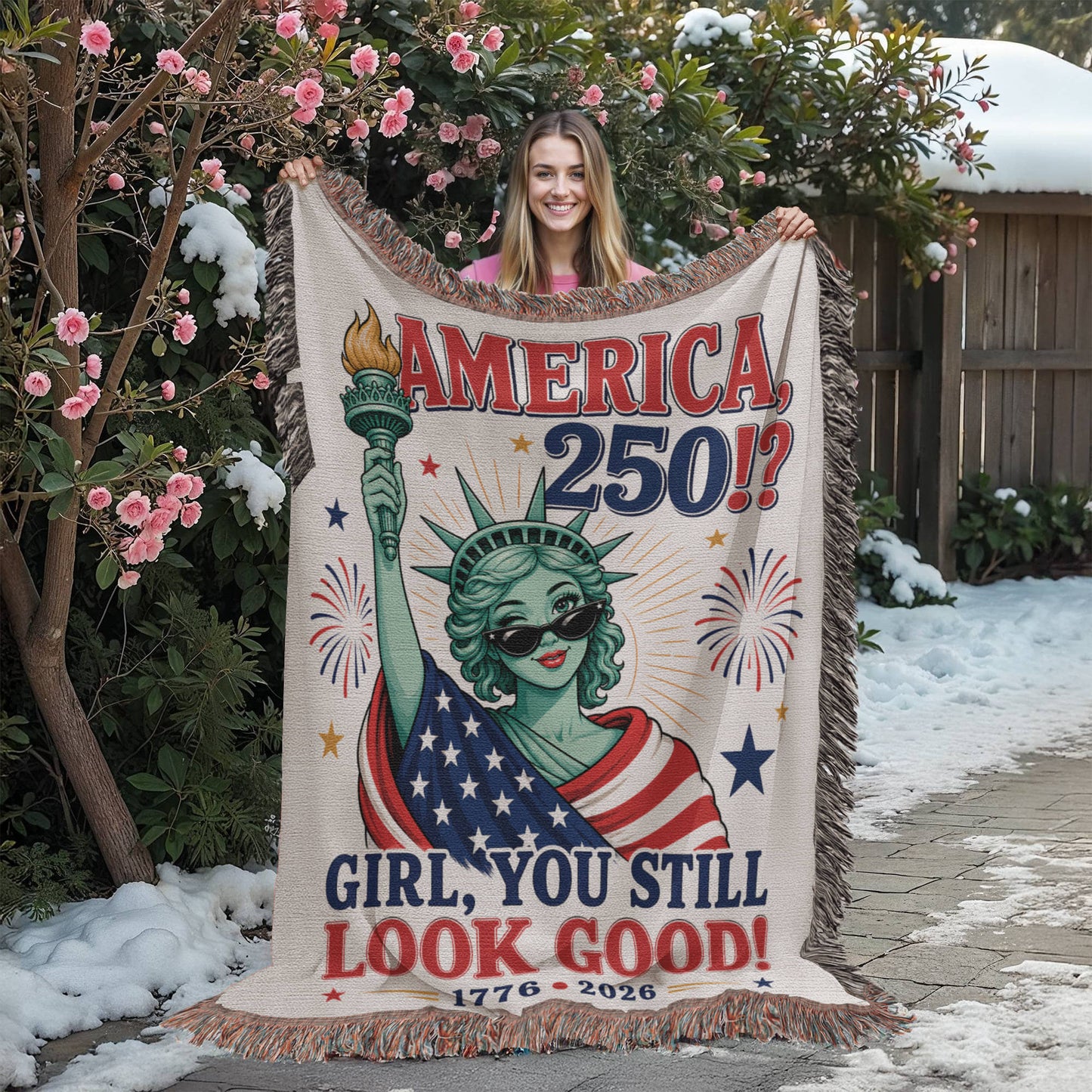 America 250 | Lady Liberty Woven Patriotic Throw