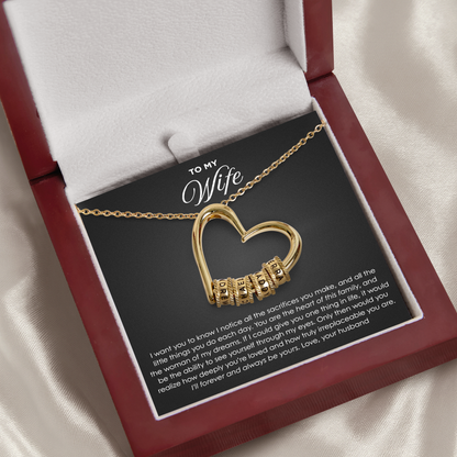 Family Heart Necklace | Message-Card Gift She Will Open Twice