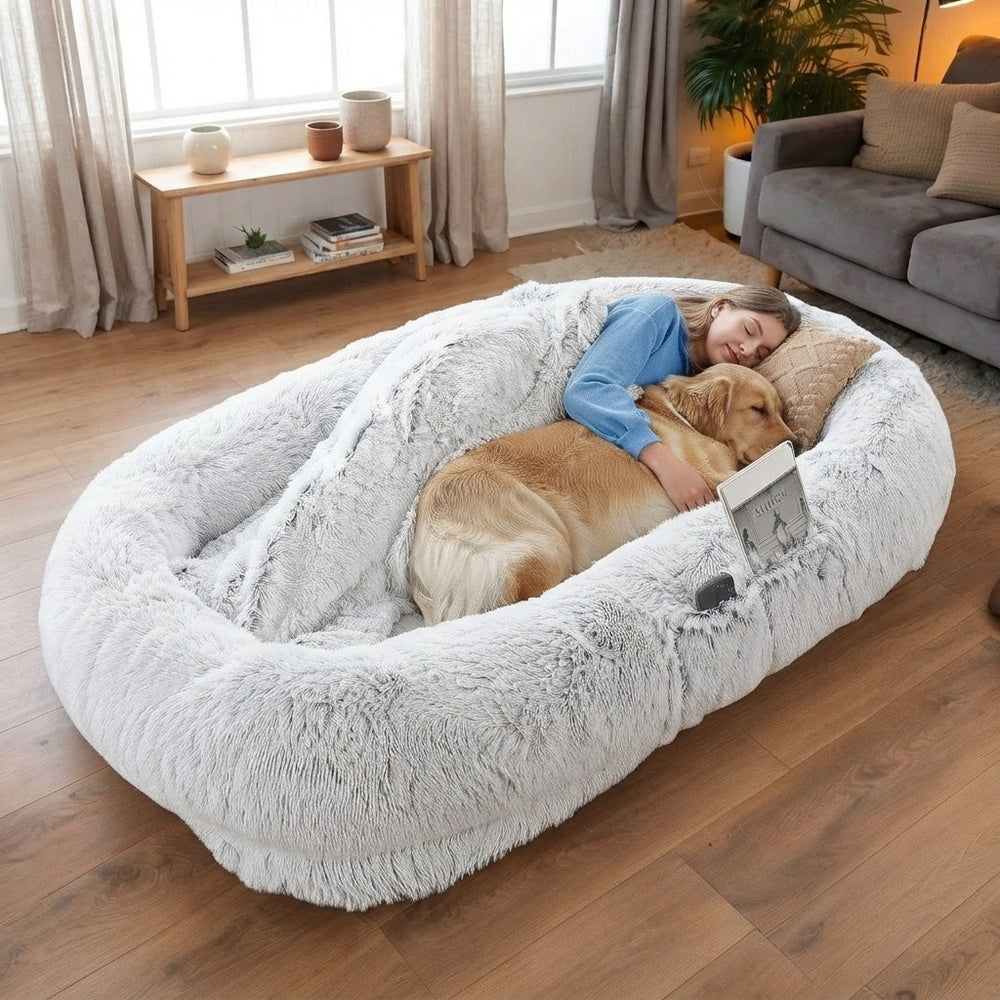Washable Faux Fur Human Dog Bed