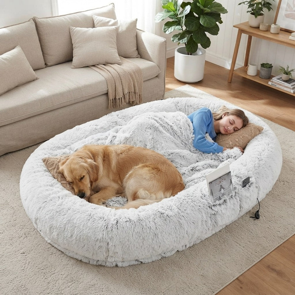 Washable Faux Fur Human Dog Bed