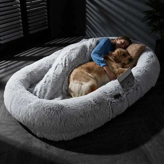 Washable Faux Fur Human Dog Bed